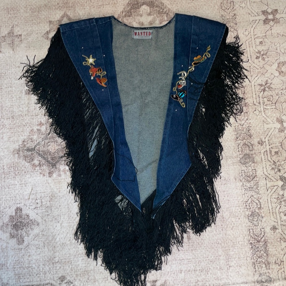Denim and fringe cape